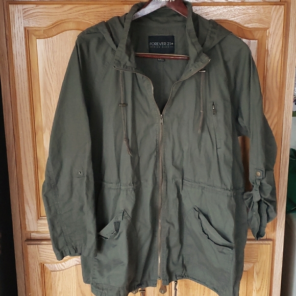 Forever 21 Jackets & Blazers - Army Green Hooded with Pockets